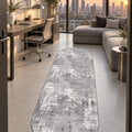 Distressed Classic Oval Runner Rug – Gray in a office