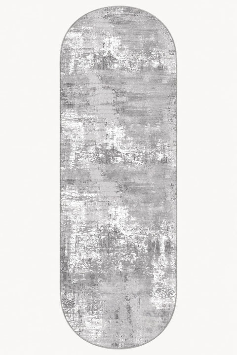 Distressed Classic Oval Runner Rug – Gray