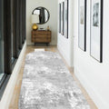Distressed Classic Oval Runner Rug – Gray in a hallway