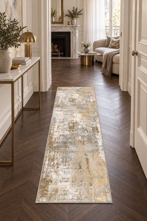 Distressed Classic Runner Rug – Beige in a hallway