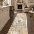 Distressed Classic Runner Rug – Beige in a kitchen