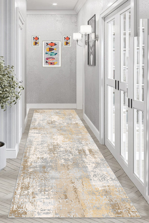 Distressed Classic Runner Rug – Beige in a hallway