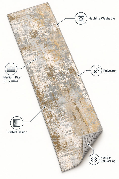 Distressed Classic Runner Rug – Beige – features