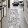 Distressed Classic Runner Rug – Gray in a hallway