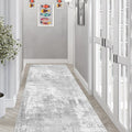 Distressed Classic Runner Rug – Gray in a hallway