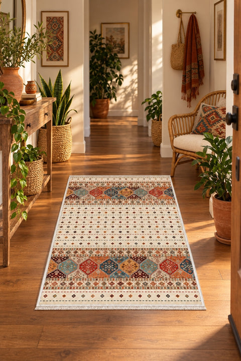 Distressed Vintage Area Rug in a hallway
