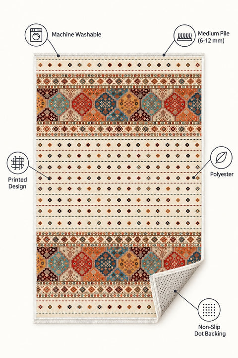 Distressed Vintage Area Rug – features