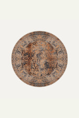 Distressed Vintage Round Rug – Brown