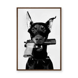 Doberman Modern Wall Art – Black and White Armed Dog Portrait