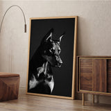 Doberman Portrait Modern Wall Art – Black-and-White Dog Photography