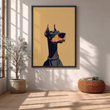 Doberman Portrait Modern Wall Art – Stylized Dog Illustration on Beige