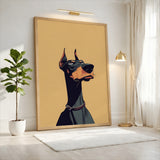 Doberman Portrait Modern Wall Art – Stylized Dog Illustration on Beige