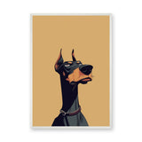 Doberman Portrait Modern Wall Art – Stylized Dog Illustration on Beige