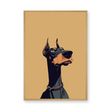 Doberman Portrait Modern Wall Art – Stylized Dog Illustration on Beige