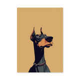 Doberman Portrait Modern Wall Art – Stylized Dog Illustration on Beige
