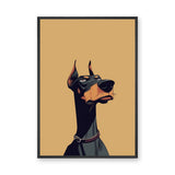 Doberman Portrait Modern Wall Art – Stylized Dog Illustration on Beige