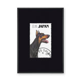 Doberman Vintage Typography Wall Art – Japanese Postage Stamp Print