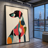 Dog Abstract Pop-Art Wall Art – Colorful Shapes on Beige