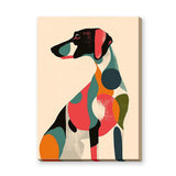 Dog Abstract Pop-Art Wall Art – Colorful Shapes on Beige