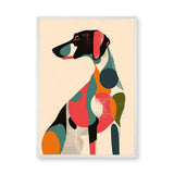Dog Abstract Pop-Art Wall Art – Colorful Shapes on Beige