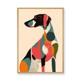 Dog Abstract Pop-Art Wall Art – Colorful Shapes on Beige