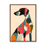 Dog Abstract Pop-Art Wall Art – Colorful Shapes on Beige