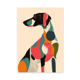 Dog Abstract Pop-Art Wall Art – Colorful Shapes on Beige