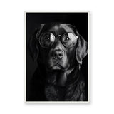 Dog Photography Modern Minimalist Wall Art – Black Dog With Round Glasses