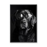 Dog Photography Modern Minimalist Wall Art – Black Dog With Round Glasses