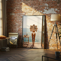 Dolce Vita Italian Summer Balcony Wall Décor Wall Poster – Aesthetic Woman Reading Print