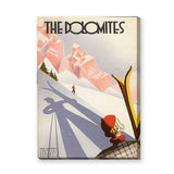 Dolomites Ski Vintage Travel Wall Art – Snowy Mountain Retro Print