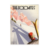 Dolomites Ski Vintage Travel Wall Art – Snowy Mountain Retro Print