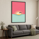Dolphin Sunset Minimalist Wall Art – Pastel Ocean Animal Print