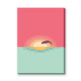 Dolphin Sunset Minimalist Wall Art – Pastel Ocean Animal Print