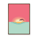 Dolphin Sunset Minimalist Wall Art – Pastel Ocean Animal Print