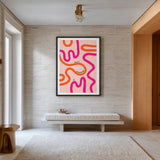 Don't Overthink It Typography Wall Art – Abstract Pink Grid Quote Print