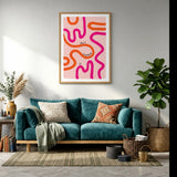 Don't Overthink It Typography Wall Art – Abstract Pink Grid Quote Print