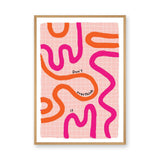 Don't Overthink It Typography Wall Art – Abstract Pink Grid Quote Print
