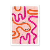 Don't Overthink It Typography Wall Art – Abstract Pink Grid Quote Print