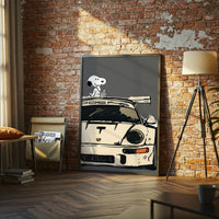 DOSPE Pop Art Print – Cartoon Dog on Porsche Sports Car Home Wall Poster