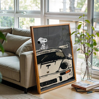 DOSPE Pop Art Print – Cartoon Dog on Porsche Sports Car Home Wall Poster