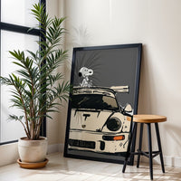DOSPE Pop Art Print – Cartoon Dog on Porsche Sports Car Home Wall Poster