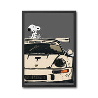 DOSPE Pop Art Print – Cartoon Dog on Porsche Sports Car Home Wall Poster