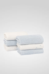 Dotted Cotton Guest Towel Set of 6 – Blue & Ecru