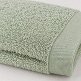 Dotted Cotton Guest Towel Set of 6 – Green & Ecru – texture close-up