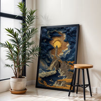 Dramatic Lighthouse Landscape Print, Coastal Wall Décor, Aesthetic Ocean Canvas