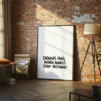 Dream Big Work Hard Stay Focused Motivational Quote Understated Wall Print Décor Poster Print