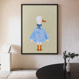 Dressed Duck Kids Wall Art – Whimsical Blue Outfit Nursery Print