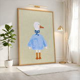 Dressed Duck Kids Wall Art – Whimsical Blue Outfit Nursery Print