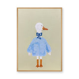 Dressed Duck Kids Wall Art – Whimsical Blue Outfit Nursery Print